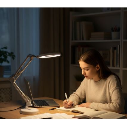 LED regulējama galda lampa ar lupu 2 vienā AURIQ LOUPE LED/10W/5V 3000/4000/6500K balta