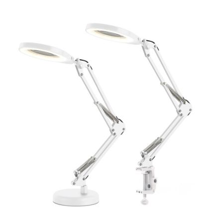 LED regulējama galda lampa ar lupu 2 vienā AURIQ LOUPE LED/10W/5V 3000/4000/6500K balta