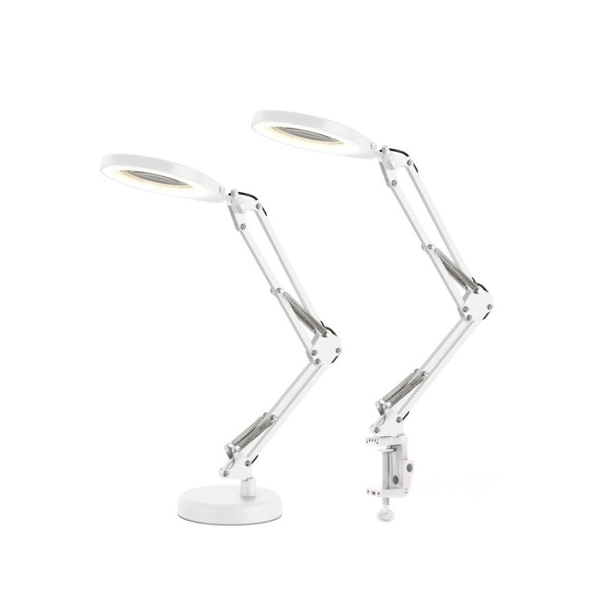 LED regulējama galda lampa ar lupu 2 vienā AURIQ LOUPE LED/10W/5V 3000/4000/6500K balta