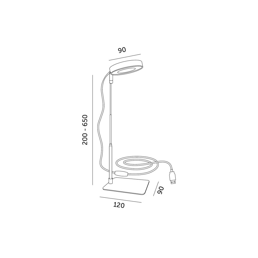 LED galda lampa ar regulējamu spilgtumu augu audzēšanai VERDI LED/5W/5V 1300K CRI 95 melna