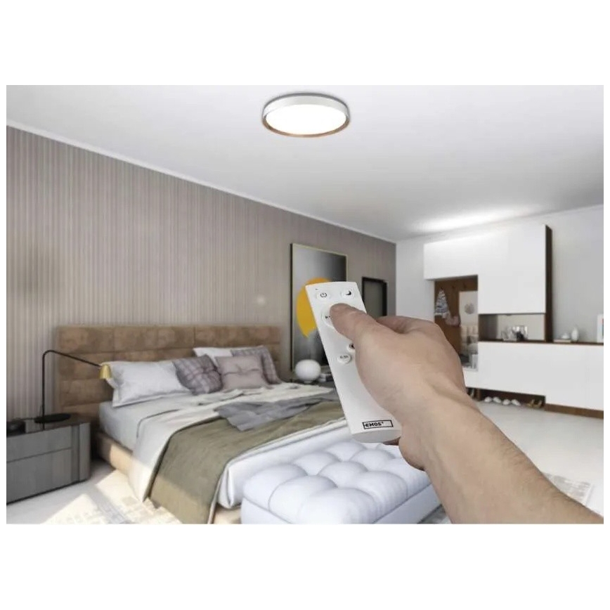 Dimējamā LED griestu lampa ILVI LED/45W/230V 2700–6500 K, Ø 50 cm, balta/bēša — ar tālvadības pulti