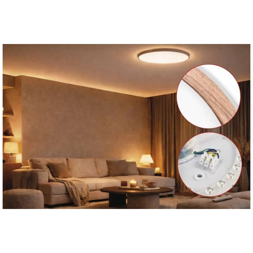 Dimējamā LED griestu lampa ILVI LED/45W/230V 2700–6500 K, Ø 50 cm, balta/bēša — ar tālvadības pulti