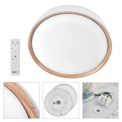 Dimējamā LED griestu lampa ILVI LED/45W/230V 2700–6500 K, Ø 50 cm, balta/bēša — ar tālvadības pulti