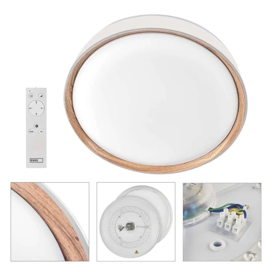 Dimējamā LED griestu lampa ILVI LED/45W/230V 2700–6500 K, Ø 50 cm, balta/bēša — ar tālvadības pulti