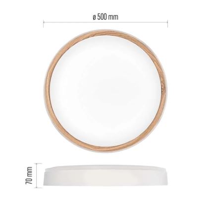 Dimējamā LED griestu lampa ILVI LED/45W/230V 2700–6500 K, Ø 50 cm, balta/bēša — ar tālvadības pulti