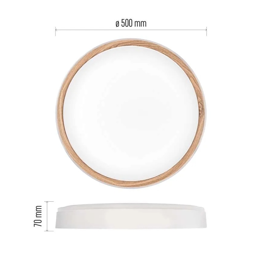 Dimējamā LED griestu lampa ILVI LED/45W/230V 2700–6500 K, Ø 50 cm, balta/bēša — ar tālvadības pulti