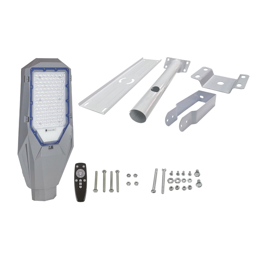 Pelēka LED regulējama ielas laterna ar krēslas sensoru un saules paneli LED/200W/20000 mAh 6500K IP65
