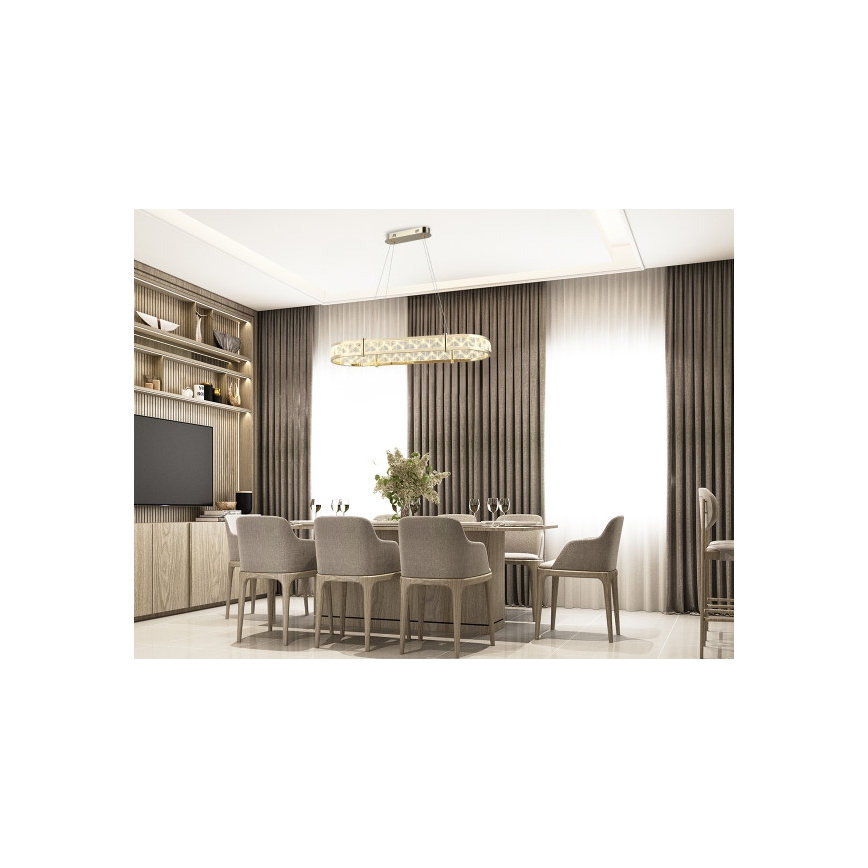 LED kristāla lustrs uz kabeļa ENRIQUE ar regulējamu spilgtumu LED/50W//230V 3000-6000K + tālvadības pults