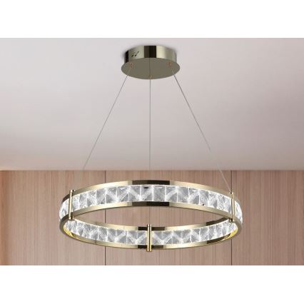 LED Aptumšojama kristāla lustra uz troses ENRIQUE LED/55W//230V 3000-6000K pr. 80 cm + tālvadība