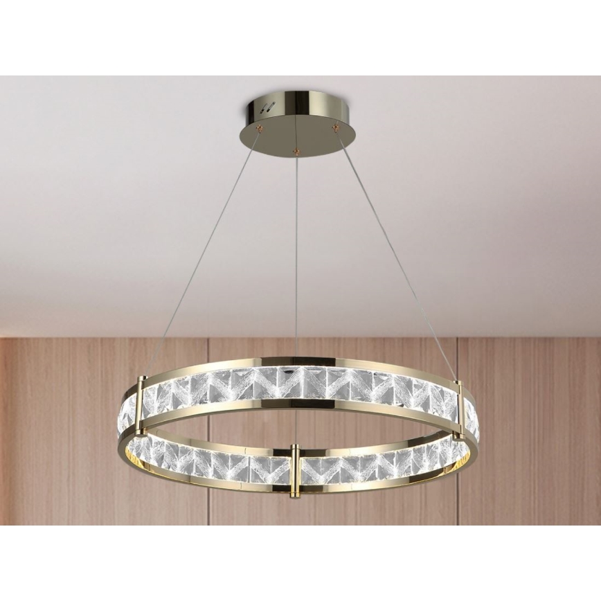 LED Aptumšojama kristāla lustra uz troses ENRIQUE LED/55W//230V 3000-6000K pr. 80 cm + tālvadība