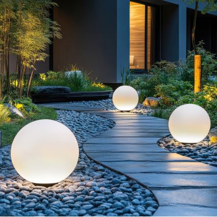 LED RGBW regulējama dārza saules lampa GARDEN BALL LED/5W/3,7V 3000K IP54 2200 mAh Ø30 cm + tālvadība