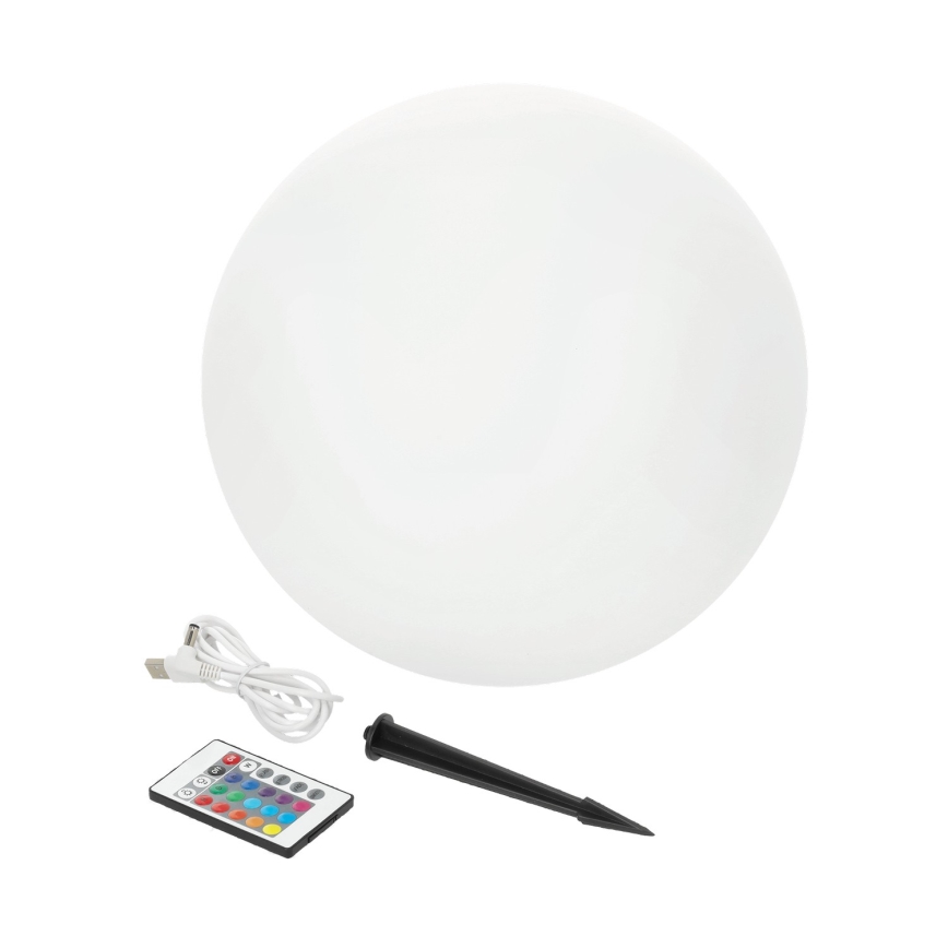 LED RGBW regulējama dārza saules lampa GARDEN BALL LED/5W/3,7V 3000K IP54 2200 mAh Ø30 cm + tālvadība