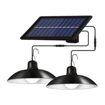 Regulējama LED saules lampa uz troses ar sensoru 2xLED/1,8W/3,7V IP44 6500K 2400 mAh + tālvadība