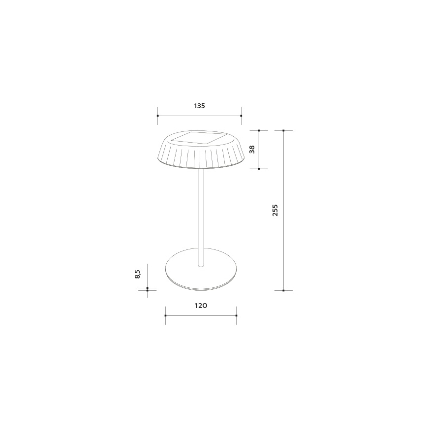 VIVIEN LED galda lampa ar regulējamu spilgtumu, saules uzlādi LED/3W/5V 2700K 1600 mAh IP54 melna