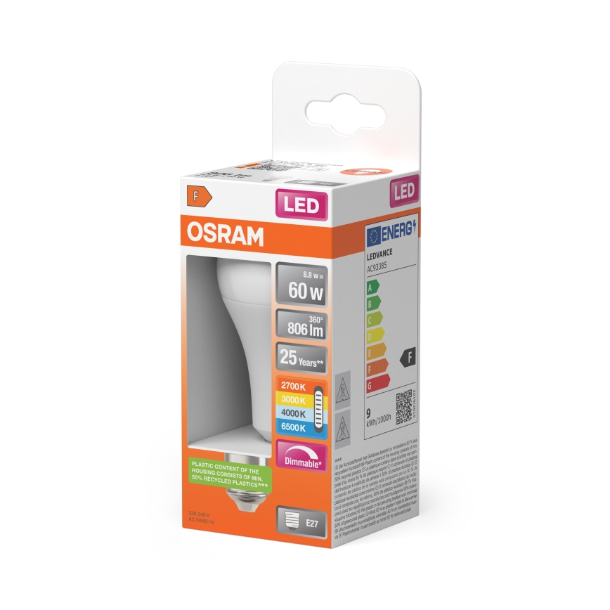 Regulējama LED spuldze CLASSIC A60 E27/8,8W/230V 2700/3000/4000/6500K - Osram