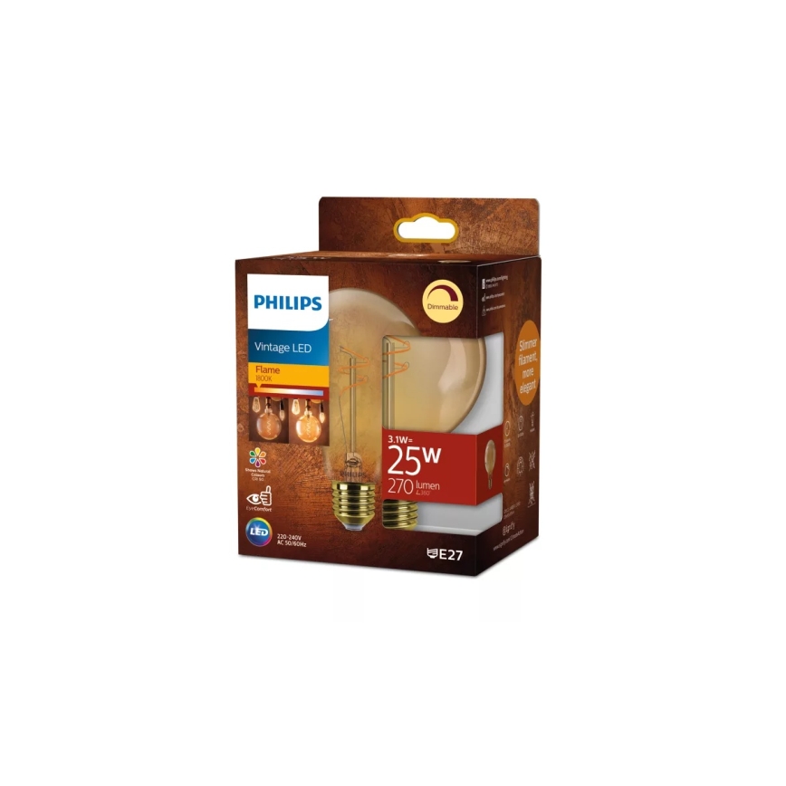 Regulējama LED VINTAGE spuldze Philips G95 E27/3,1W/230V 1800K