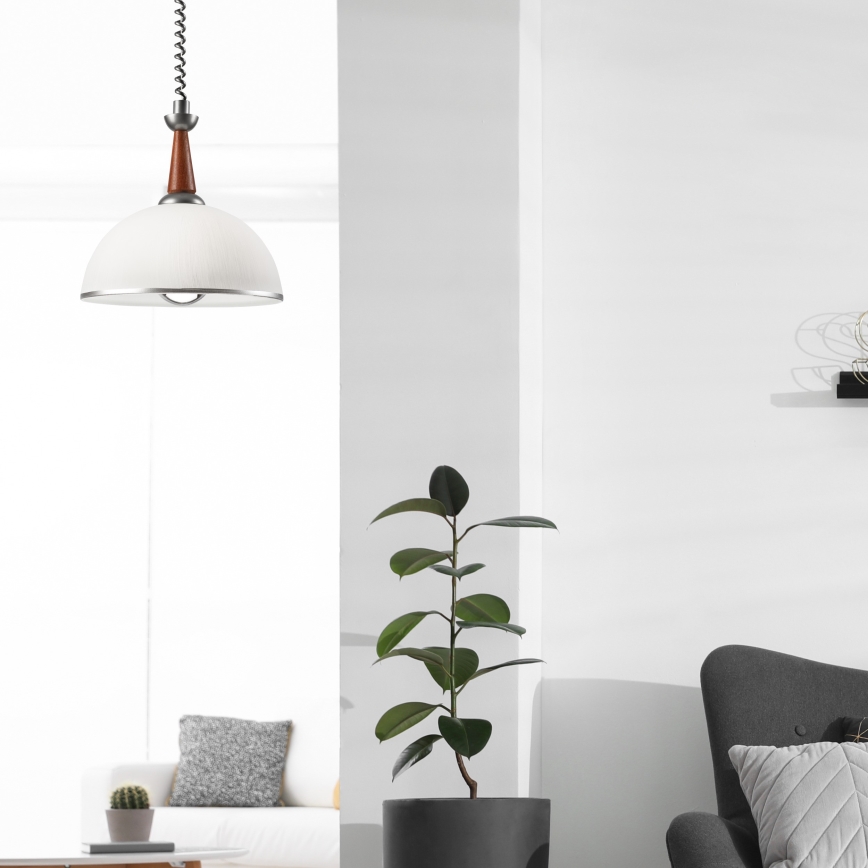 Regulējama lustra CHIARA 1xE27/60W/230V sudraba/brūna/dižskābardis