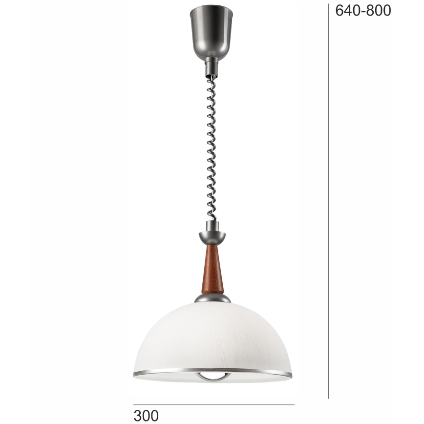 Regulējama lustra CHIARA 1xE27/60W/230V sudraba/brūna/dižskābardis