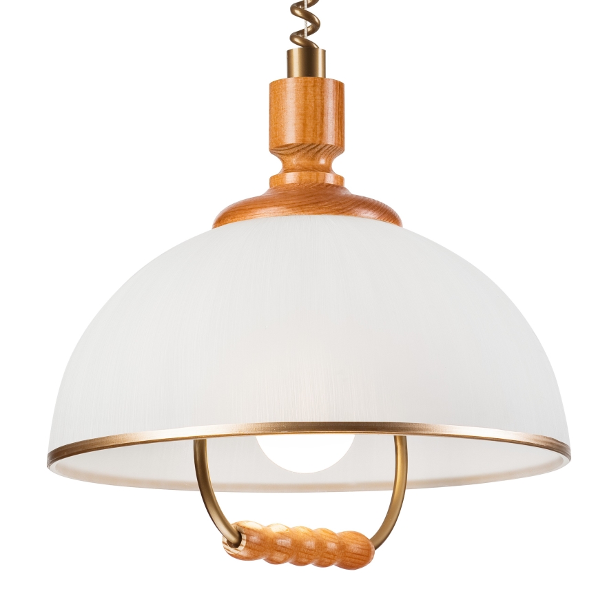 Regulējama lustra RAMONA 1xE27/60W/230V bēša/brūna/priede