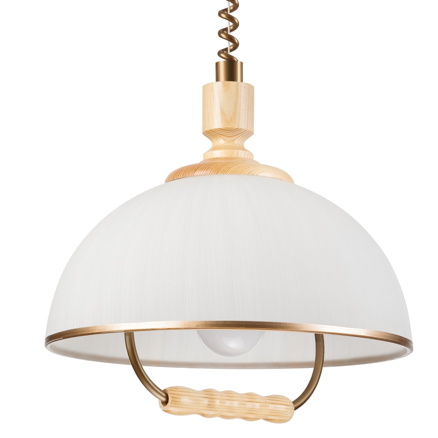 Regulējama lustra RAMONA 1xE27/60W/230V bēša/gaiši brūna/priede
