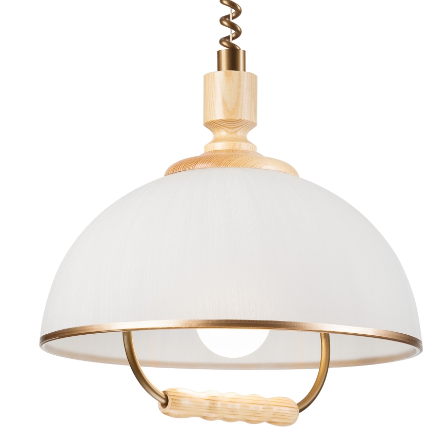 Regulējama lustra RAMONA 1xE27/60W/230V bēša/gaiši brūna/priede
