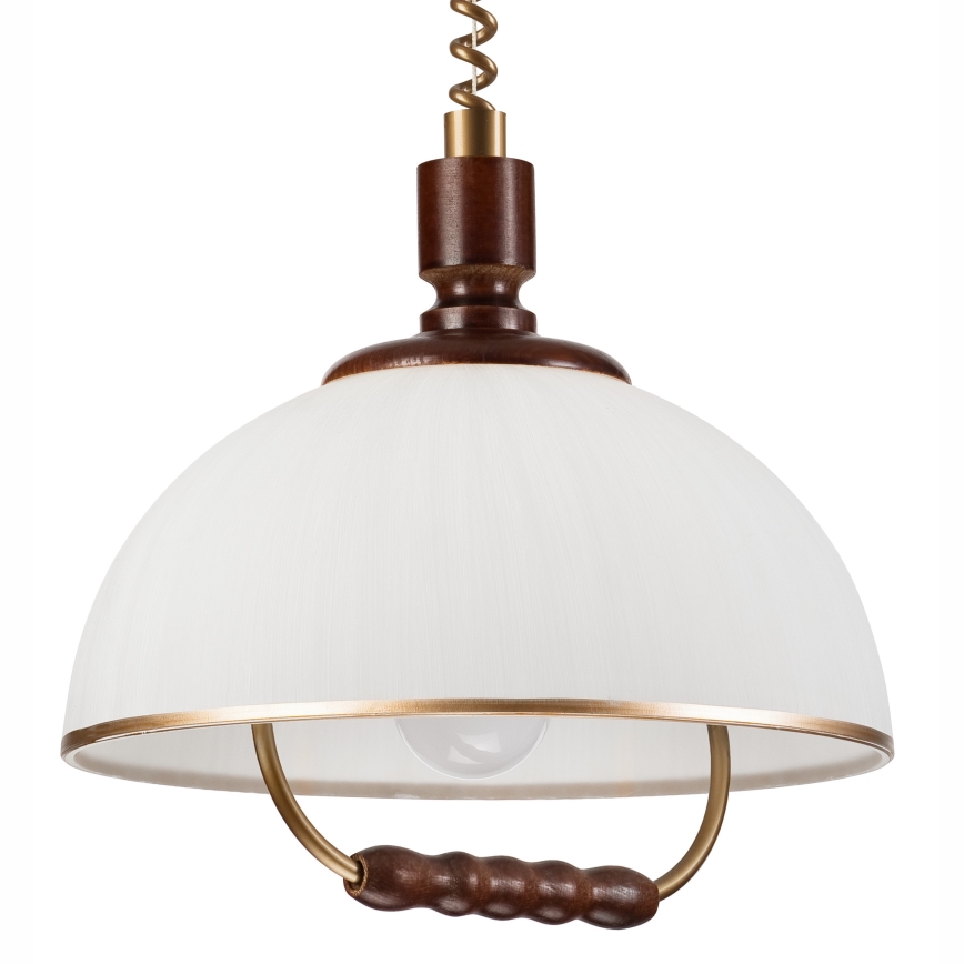 Regulējama lustra RAMONA 1xE27/60W/230V bēša/tumši brūna/priede