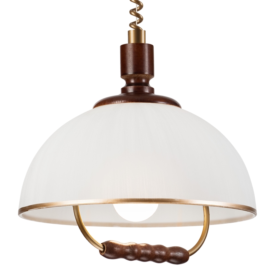 Regulējama lustra RAMONA 1xE27/60W/230V bēša/tumši brūna/priede