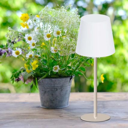 LED RGBW regulējama skārienjutīga āra galda lampa LUCIA LED/2W/5V 1800/2700/6500K 3600 mAh IP44 bēša