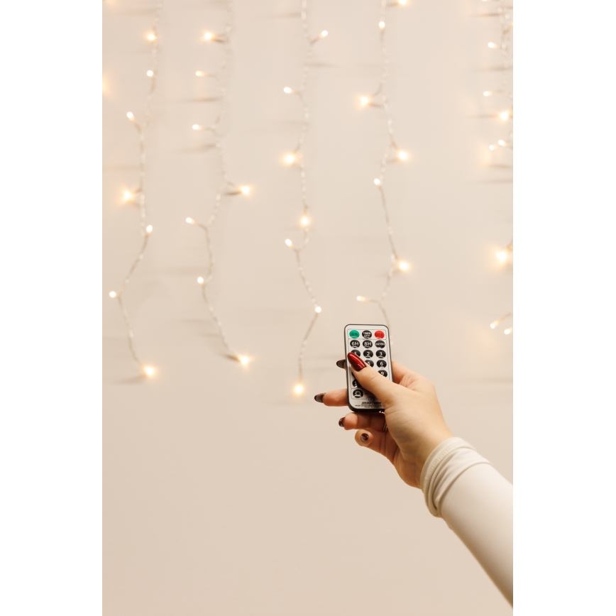Aptumšojams āra Ziemassvētku aizkars CURTAIN 360xLED/8,4W/230V 2x2 m IP44 siltā balta + tālvadība