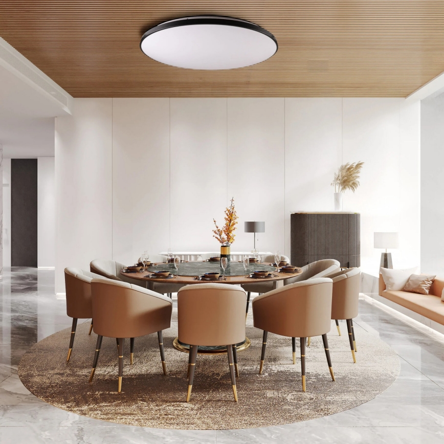 Dimējams LED griestu gaismeklis KERN LED/100W/230V 3000/4000/6000K Ø100 cm melns + tālvadības pults