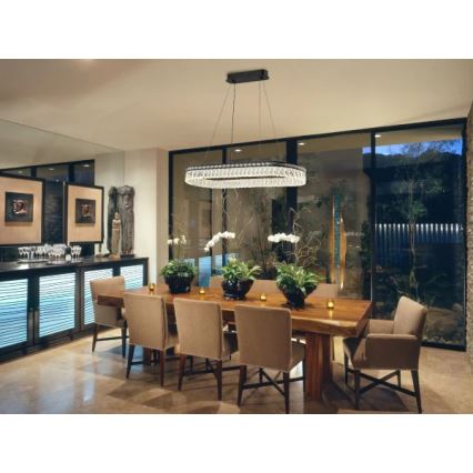 LED dimmējama kristāla lustra uz troses THALIA LED/50W/230V 3000-6000K + tālvadība