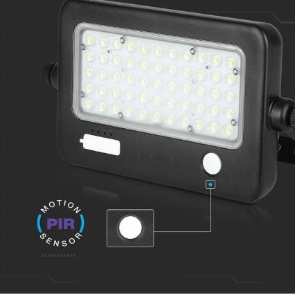 LED aptumšojams saules prožektors ar sensoru LED/10W/3,7V 4000K IP65 7200 mAh + USB ports