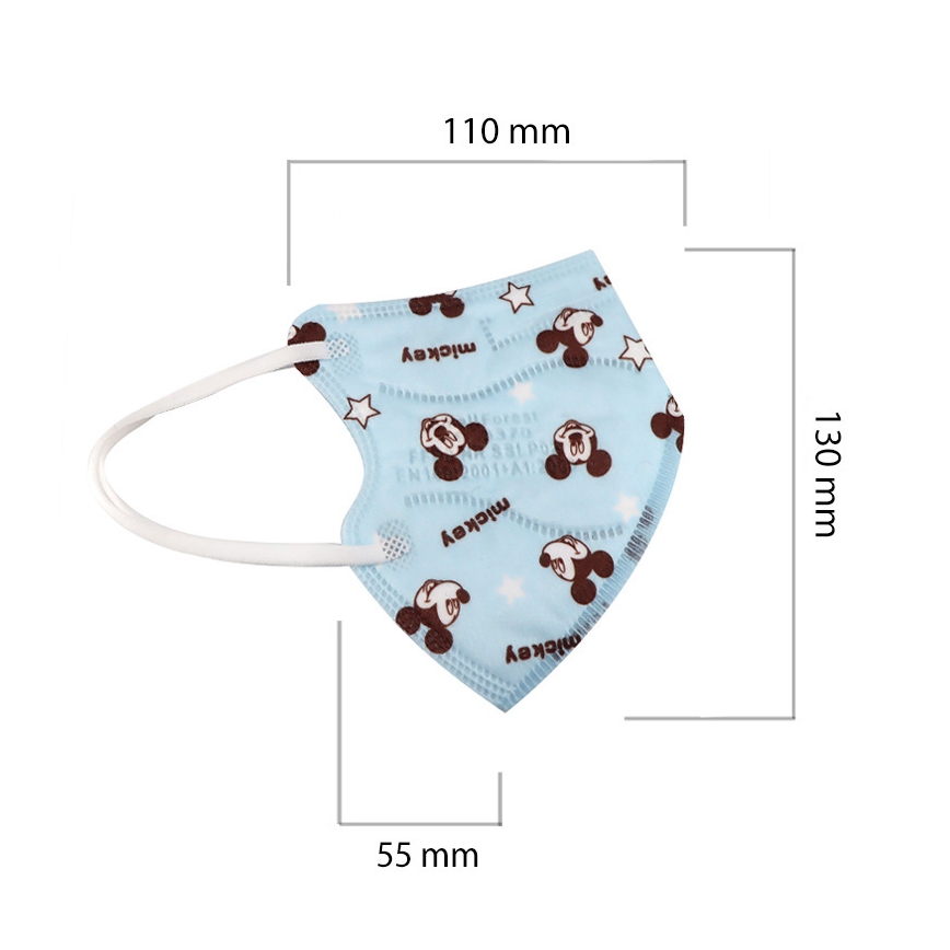 Respirators bērnu izmērs FFP2 Kids NR CE 0370 Mickey zils 20gab
