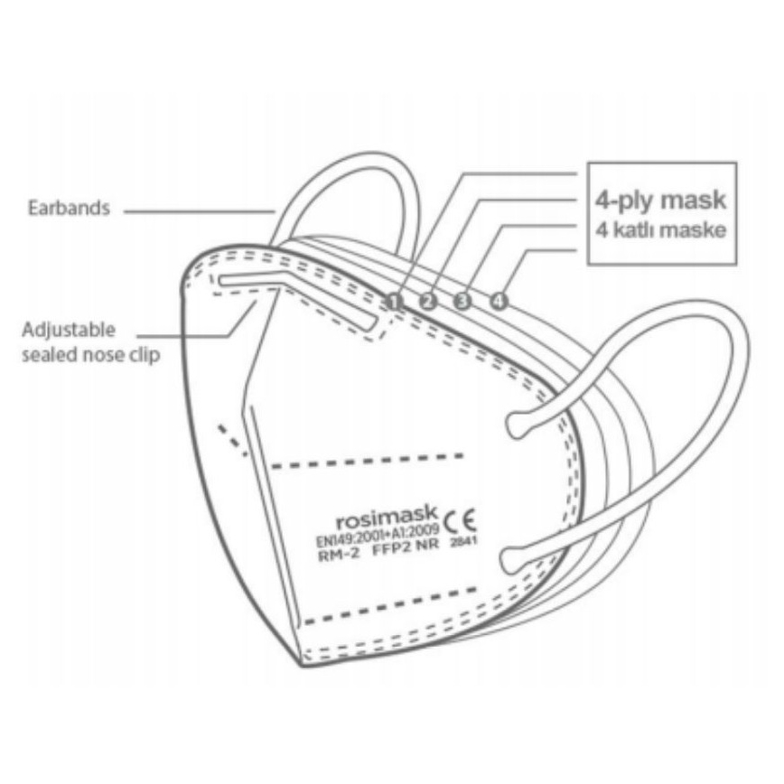Respirators bērnu izmērs FFP2 ROSIMASK MR-12 NR dzeltens 1gab
