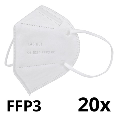 Respirators FFP3 NR L&S B01 - 5 slāņu - 99,87% efektivitāte 20gab