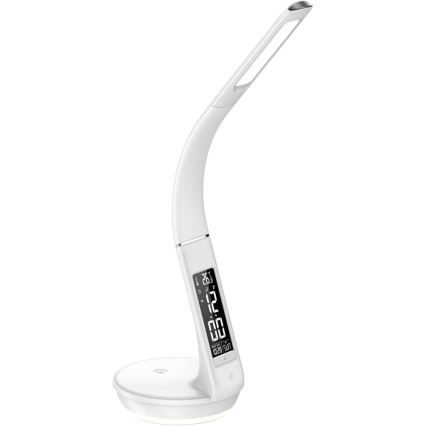 LED Aptumšojama galda lampa ar bezvadu uzlādi Qi 5W un ekrāns LED/6W/230V/1xCR2032 3000/4000/6000K balta