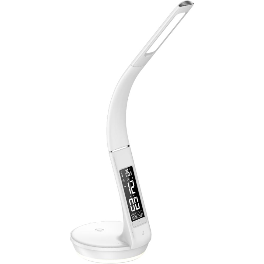 LED Aptumšojama galda lampa ar bezvadu uzlādi Qi 5W un ekrāns LED/6W/230V/1xCR2032 3000/4000/6000K balta