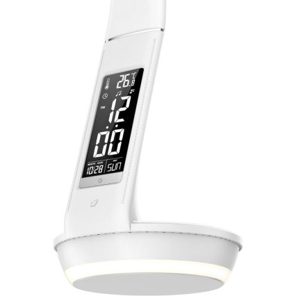 LED Aptumšojama galda lampa ar bezvadu uzlādi Qi 5W un ekrāns LED/6W/230V/1xCR2032 3000/4000/6000K balta