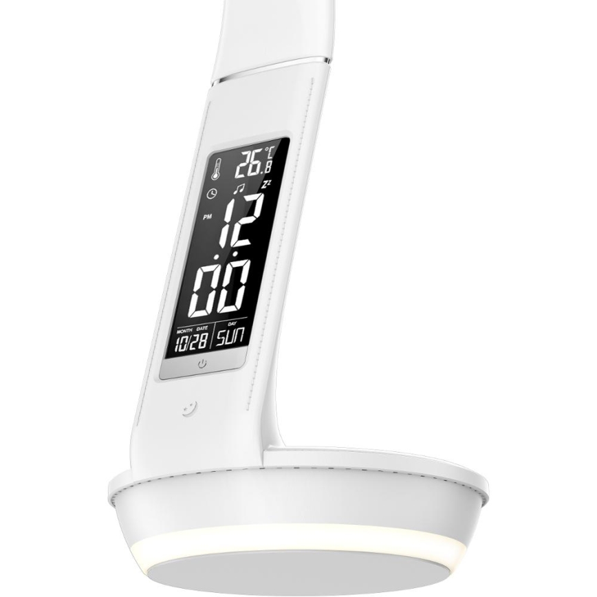 LED Aptumšojama galda lampa ar bezvadu uzlādi Qi 5W un ekrāns LED/6W/230V/1xCR2032 3000/4000/6000K balta