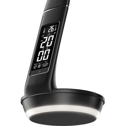 LED Aptumšojama galda lampa ar bezvadu uzlādi Qi 5W un ekrāns LED/6W/230V/1xCR2032 3000/4000/6000K melna