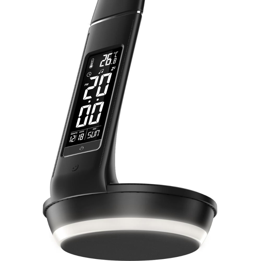 LED Aptumšojama galda lampa ar bezvadu uzlādi Qi 5W un ekrāns LED/6W/230V/1xCR2032 3000/4000/6000K melna