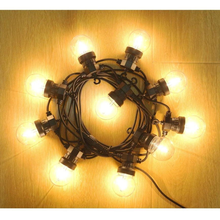 LED Āra dekoratīva virtene GARLAND G45 10xE27/230V 8m IP44 silti balta