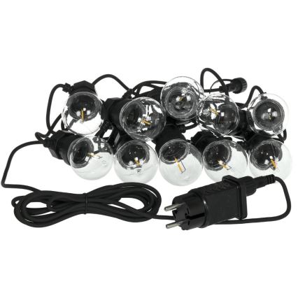 LED Āra dekoratīva virtene GARLAND G45 10xE27/230V 8m IP44 silti balta