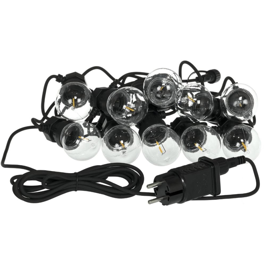 LED Āra dekoratīva virtene GARLAND G45 10xE27/230V 8m IP44 silti balta