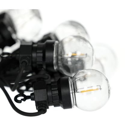 LED Āra dekoratīva virtene GARLAND G45 10xE27/230V 8m IP44 silti balta