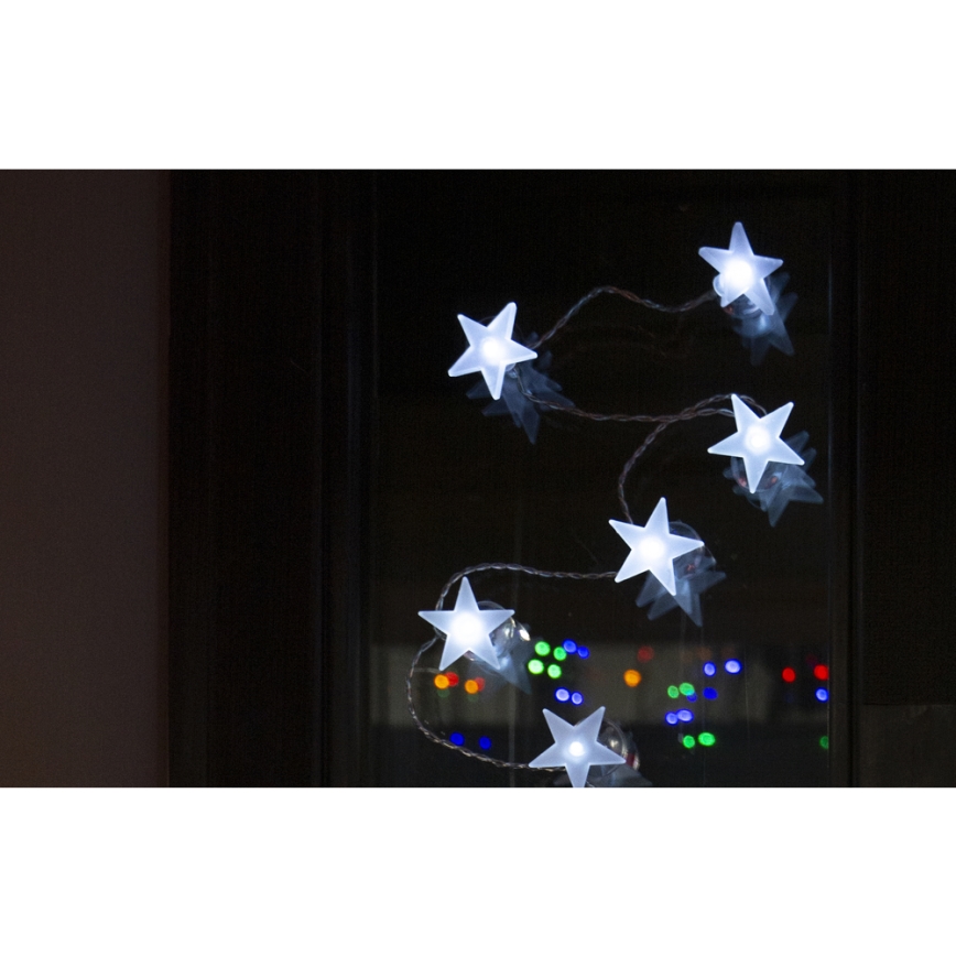 LED dekoratīvā virtene ar piesūcekņiem 10xLED/2xAA 1,8m auksta balta