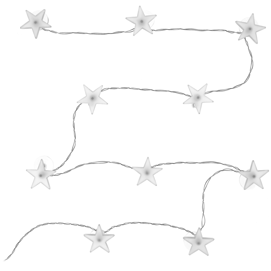 LED dekoratīvā virtene ar piesūcekņiem 10xLED/2xAA 1,8m auksta balta