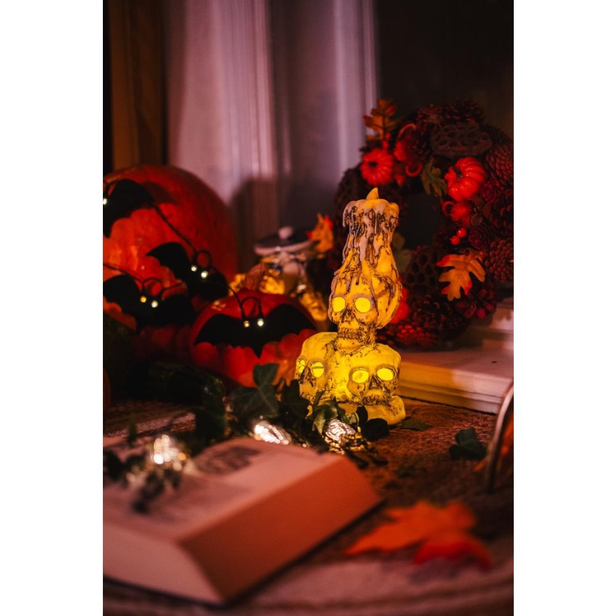 LED Dekoratīva virtene HALLOWEEN 10xLED/2xAA/silti balta 1,3m sikspārņi