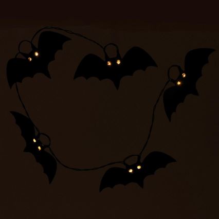 LED Dekoratīva virtene HALLOWEEN 10xLED/2xAA/silti balta 1,3m sikspārņi