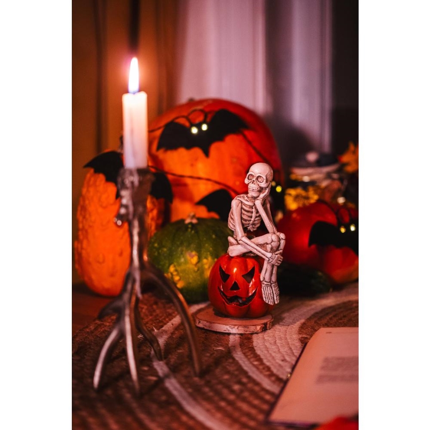 LED Dekoratīva virtene HALLOWEEN 10xLED/2xAA/silti balta 1,3m sikspārņi